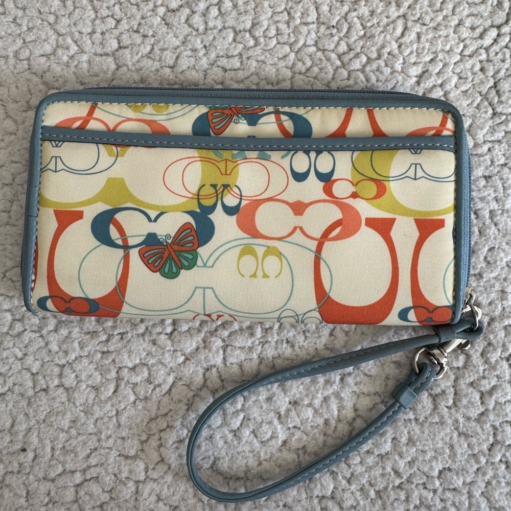 Coach Y2K Multicolor Signature C Long Zip Around Accordion Wallet Wristlet - Picture 3 of 14